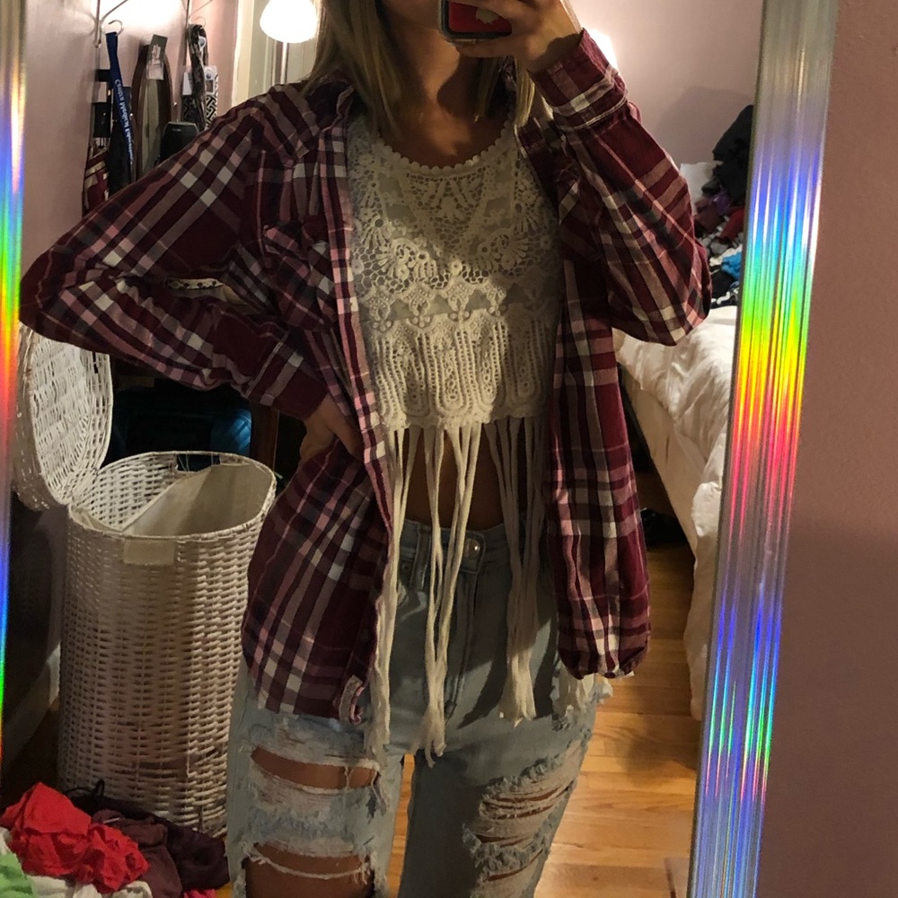Maroon flannel Aeropostale button up